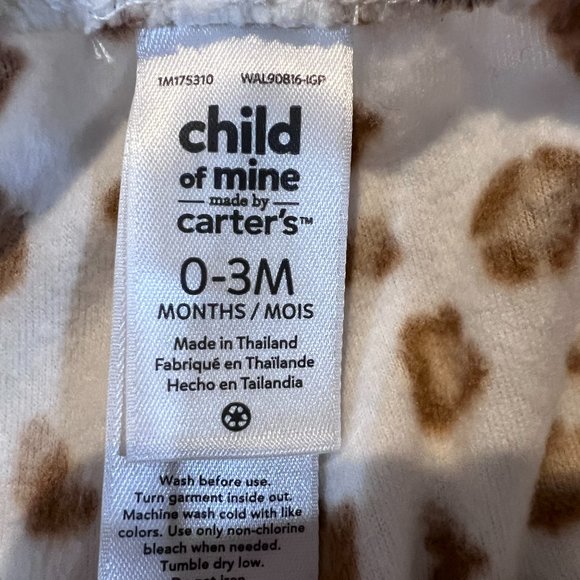 Carter's Child of Mine 2 Piece Lepard Zip up Hoodie and Matching Pants 0-3M NWOT - Picture 7 of 10
